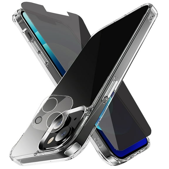 TASHHAR iPhone 14 Plus Case with Privacy Screen and Lens Protector Reinforced Protection Anti Scratch Transparent Shockproof Durable Non-Yellowing Crystal Clear for iPhone 14 Plus 6.7 inch 2022 Phone
