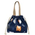 thumbnail image 2 of Mini bolsa de almuerzo reutilizable pequeña linda bolsa de almuerzo con cordón adecuada para niñas mujeres gato azul, 2 of 5