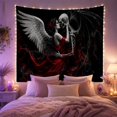 thumbnail image 2 of Winged Figure Kissing with Skeleton Left Profile Long, Spooky Gothic for Gothic Decor Fans, Dark Art Decor, Halloween Gift, Tapestry Wall Hanging for Bedroom and Dorm, 2 of 7