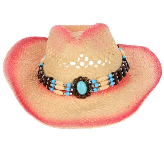 Masteelf Straw Cowboy Hat Western Cowgirl Hat Beach Sun Hat Summer Woven Hat For Men And Women Travel Beach Hiking And Outdoor Activities