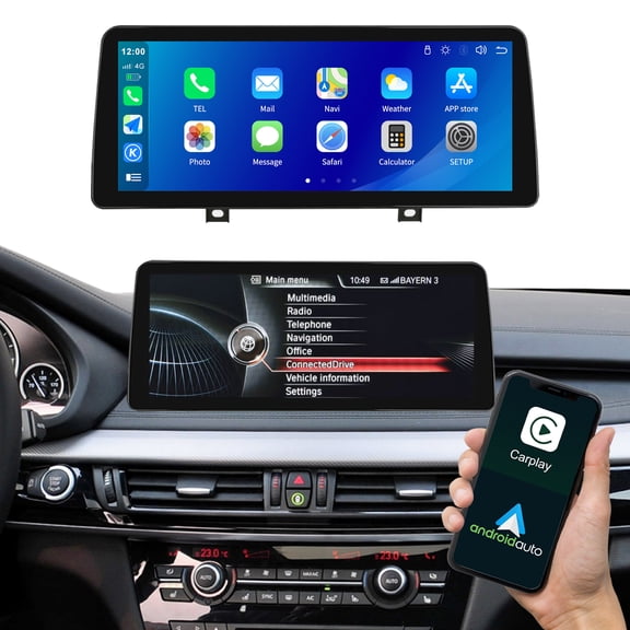 12.3 Inch Thin-Ultra Car Upgrade Screen Wireless Carplay For BMW X5 F15 2014-2016 with NBT System Support Wireless Android Auto,Bluettoth,Mirrorlink,Siri,GPS,Rear Camera,Original Car Functions