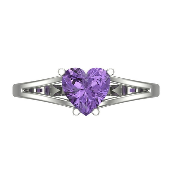 Clara Pucci 14K White Gold 1ct Alexandrite Solitaire Ring for Women