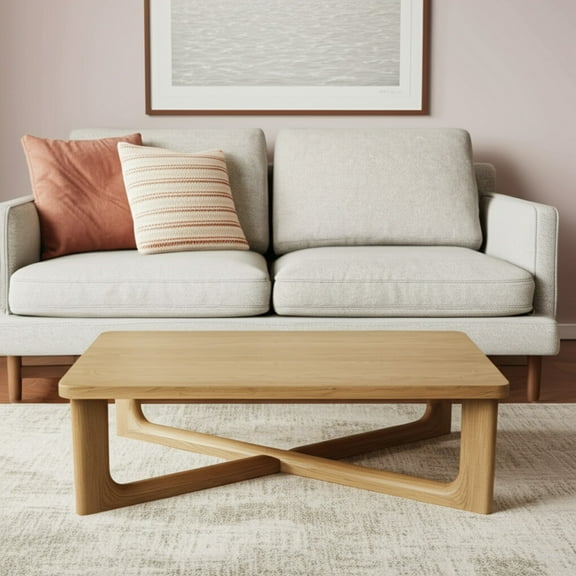 HomeRoots 564933 50 in. Natural Solid Wood Cross Legs Coffee Table