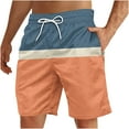 thumbnail image 2 of lcziwo Mens 2025 Summer Big and Tall Beach Shorts Fashion Color Block Elastic Waist Board Shorts Casual Drawstring Sweat Shorts Hawaiian Swim Trunks Camisas Para Hombres Orange XXXXL, 2 of 5