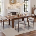 thumbnail image 6 of Hawsaiy 59–77" Extendable Farmhouse Dining Table for 6–8, Rectangular Space-Saving Kitchen Table with Hidden Leaf for Dining & Work, Walnut, 6 of 9