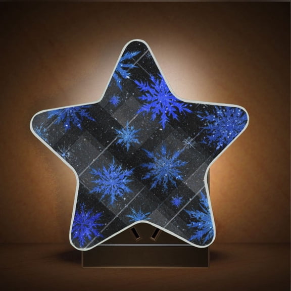 Star Night Light Auto On/Off Plug-in Wall Light with Light Sensor Warm White LED for Home Party Blue Snowflake Pattern