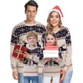 thumbnail image 1 of Totatuit Chandail de Noël Assorti pour la Famille Col Rond Rennes Flocons de Neige Chandail Tricoté Laid pour Hommes Femmes, 1 of 5