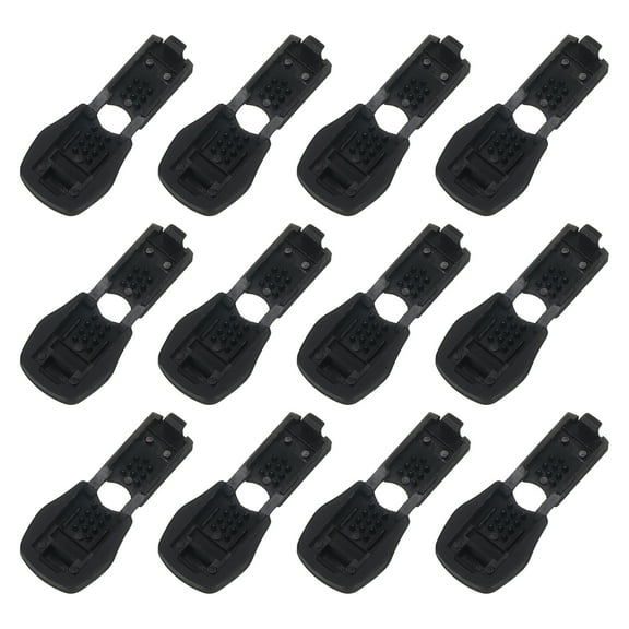 Uxcell 12Pack Nylon Cord End Tips Zipper Pull Cord Stopper Ends Lock (20x15mm, Black)