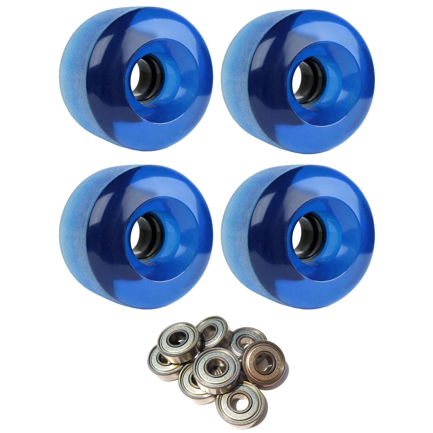 LONGBOARD CRUISER WHEELS 70mm x 46mm 83A 293C Blue Clear ABEC 7