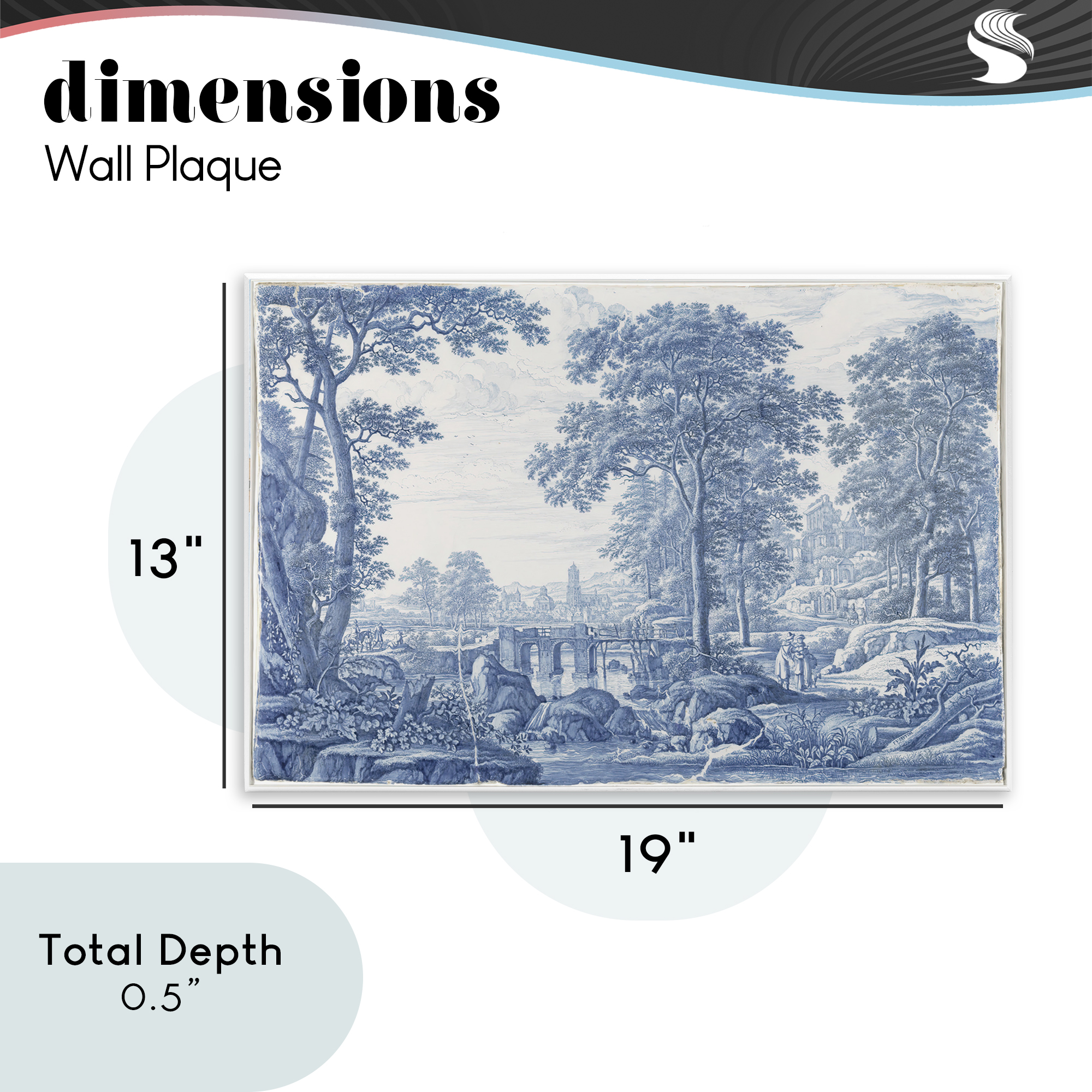 Vintage Blue Tinted Toile Wall Plaque Art, design by Vintage Hustle