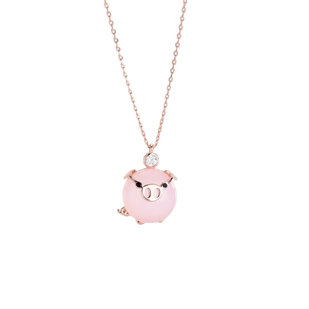 2019 Collar de rosas de regalo de oro de cristal de cerdo para chica para mujeres lindos collares colgantes