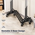 thumbnail image 3 of HOKEEPER Heavy Duty Commercial Z Base Garment Rack, 500 lbs Capacity Steel Clothing Display Rack with 2 Detachable Display Arms, 3-Level Adjustable Height 60"-72" for Store & Home, Silver, 3 of 10