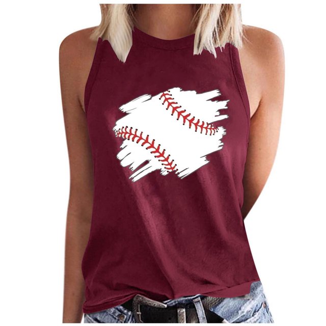 Débardeur Sans Manches à Imprimé Décontracté d'Été pour Femmes Style Baseball