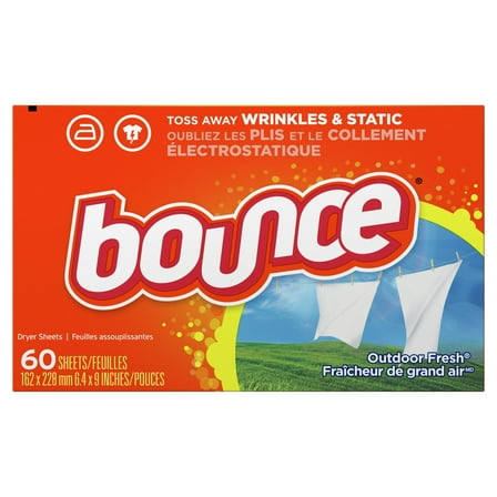Bounce Dryer Sheets, 60 Sheets, Outdoor Fresh Scent Fabric Softener Sheets