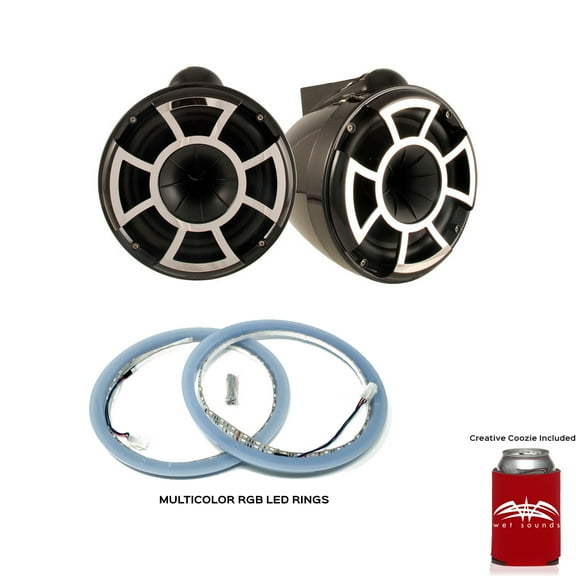 Wet Sounds REV 10 X Mount Tower Speakers with Wet Sounds LEDKITREV10-RGB RGB LED Speaker Rings