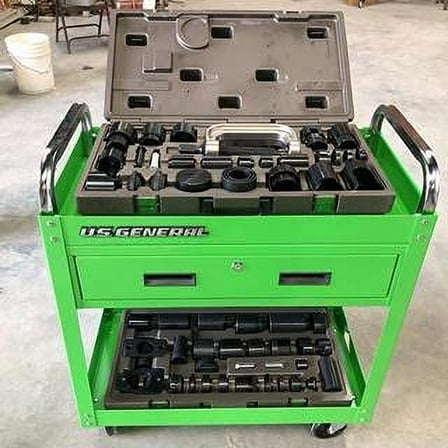 30 in. Large 350 lb. Capacity Glossy Green Service Cart With Locking Drawer