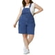 thumbnail image 1 of Shorts de tirantes ajustables para mujer GRACE & GRANDEUR, overoles de mezclilla con bolsillo cargo, talla 4X, color azul, 1 of 1