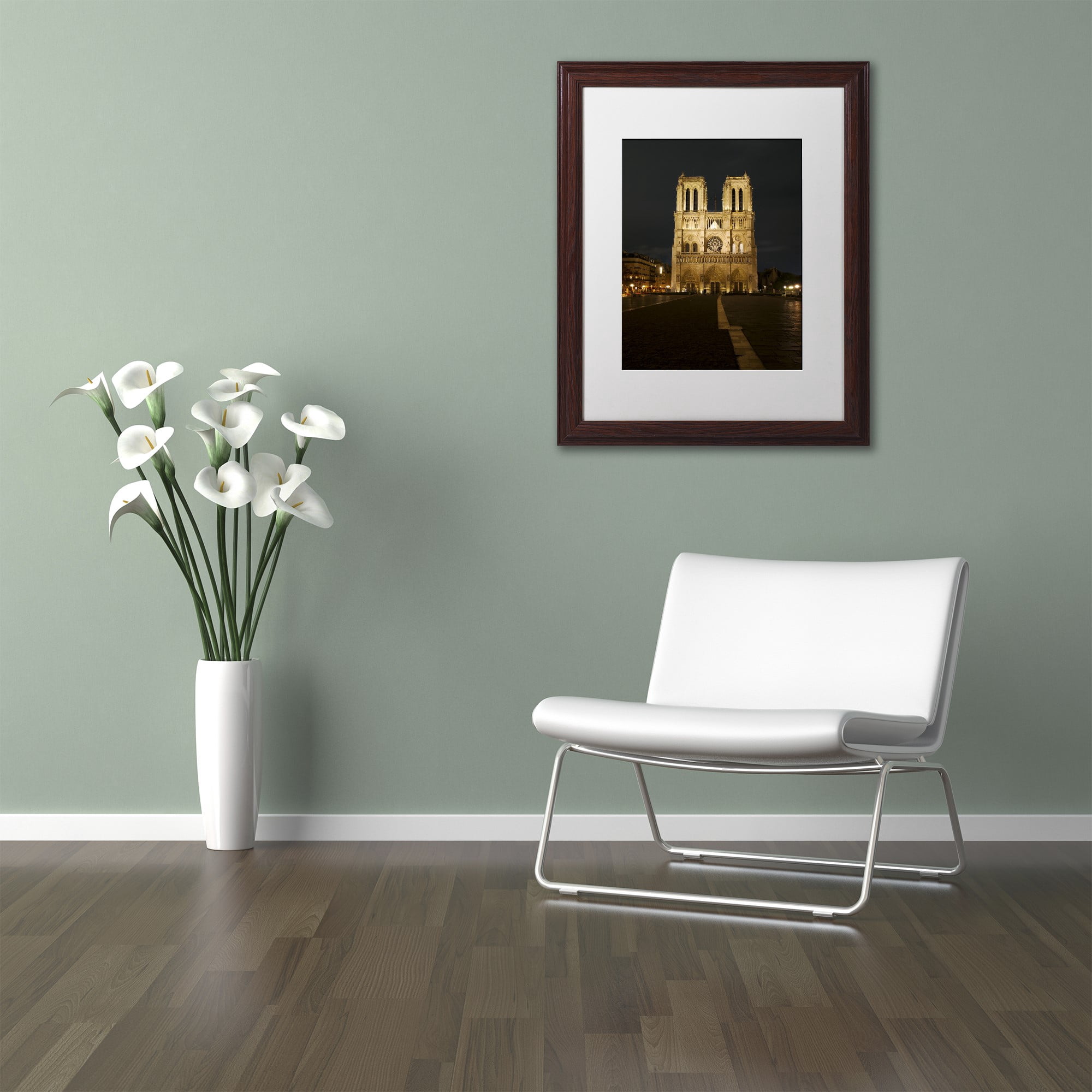 Trademark Fine Art "Notre-Dame de Paris" Canvas Art by Michael Blanchette Photography White Matte, Wood Frame