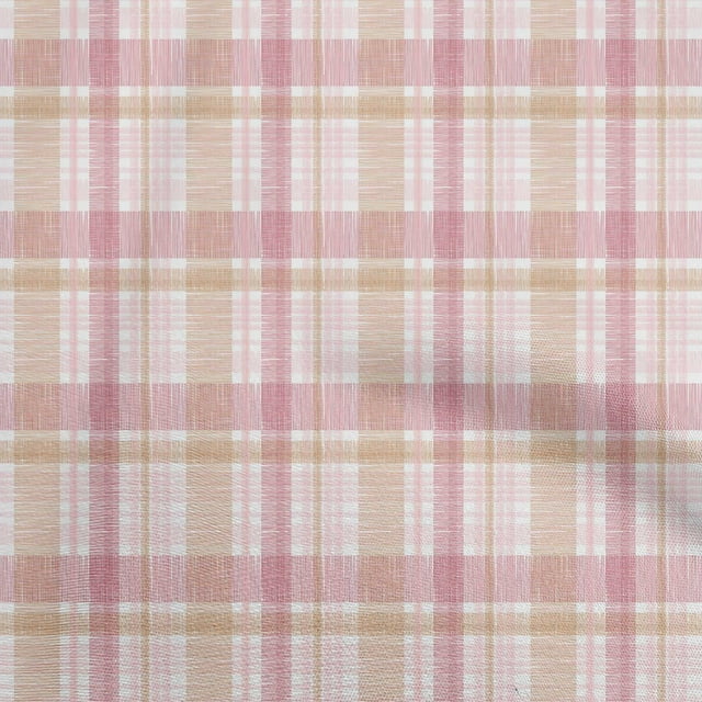 oneOone Viscose Jersey Light Pink Fabric Check Brush Stroke Sewing Craft Projects Fabric Prints By Yard 60 Inch Wide