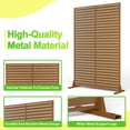 thumbnail image 3 of YUSAZENS Galvanized Steel Outdoor Privacy Screen, 3-Piece Set, Weather Resistant for Patio Backyard Wood Color, 3 of 8