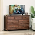 thumbnail image 6 of Joaxswe 7 Drawer Dresser for Bedroom, Mid Century Chest of Drawers, Wood Storage Large Dresser Organizer for Bedroom Living Room Hallway Closet, Brown, 6 of 8