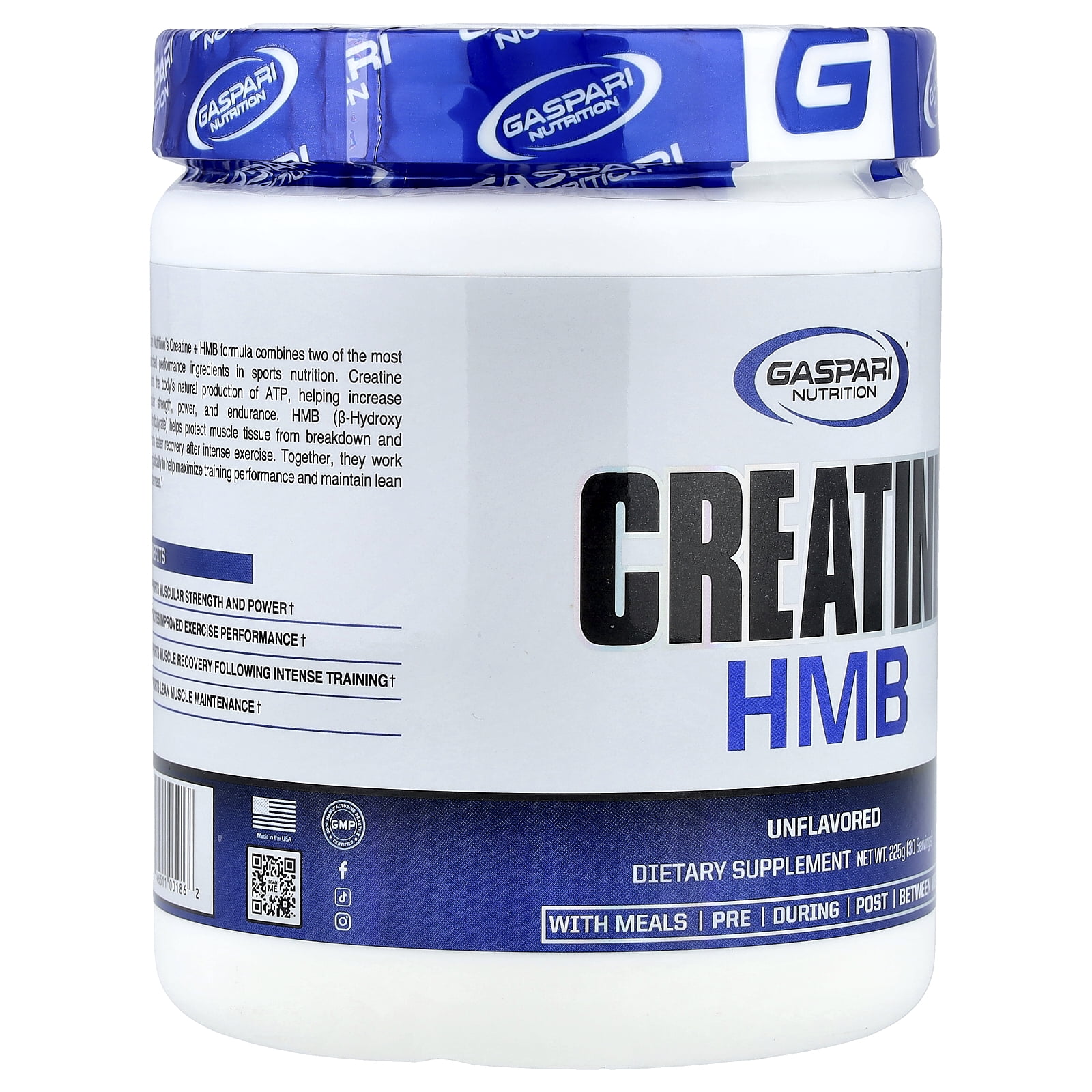 Gaspari Nutrition Creatine HMB, Unflavored, 225 g