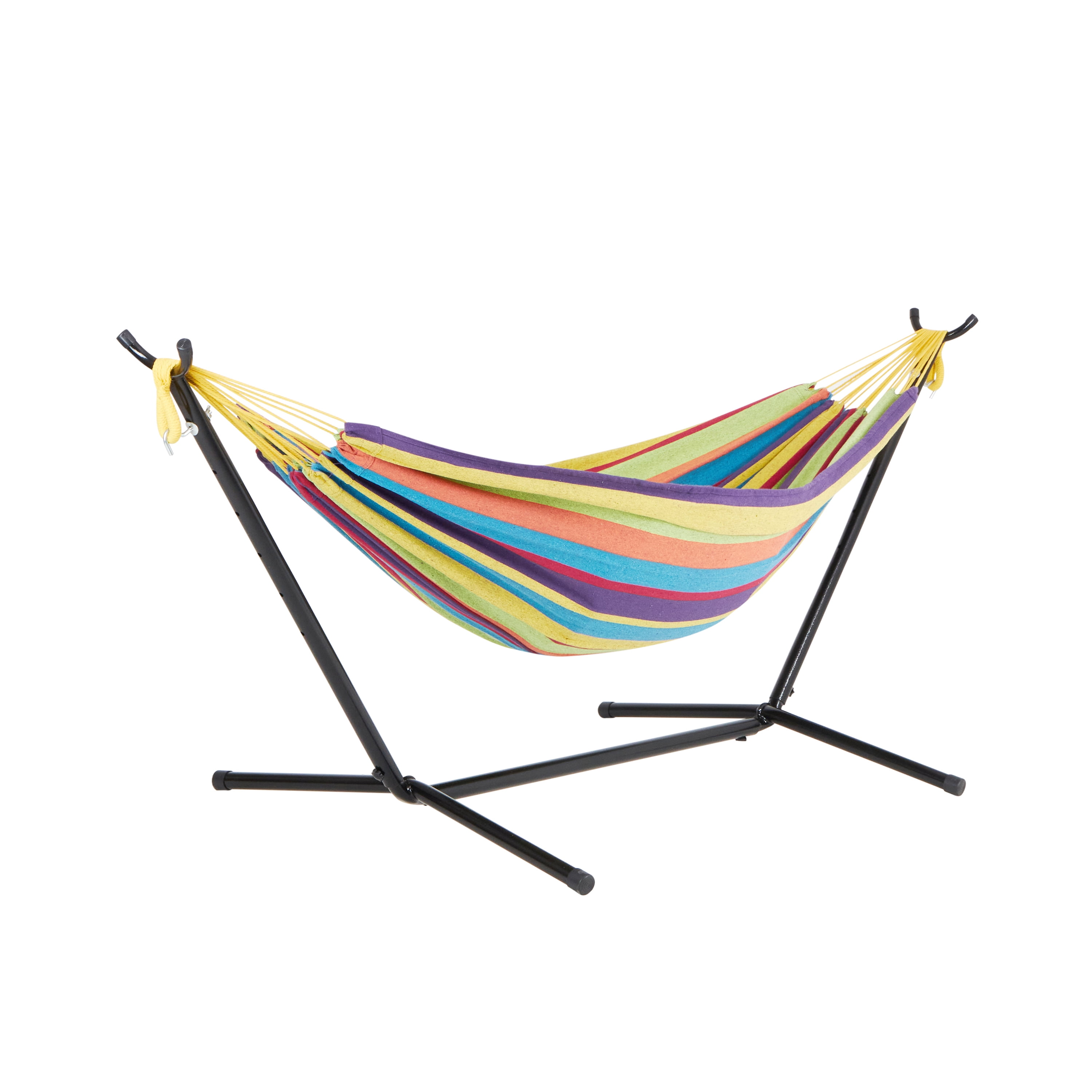 Bliss Hammocks Double Hammock w/ Space Saving 9ft. Stand & Premium Carry Bag - Candy Stripe, 78" L x 60" W