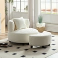 thumbnail image 5 of Modern Chair, Single Teddy Fabric Sofa Chair with Ottoman,SideTable, Foot Rest Comfy Chair for Living Room Bedroom and Office, 5 of 7