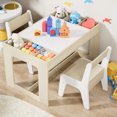 thumbnail image 5 of Pirecart 3 Piece Kids Table and 2 Chairs Wooden Activity Table with Blackboard for Arts & Crafts, Yellow, 5 of 7