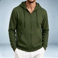 thumbnail image 2 of cfhntfmh Mens Zip up Sweatshirt Casual Drawstring Long Sleeve Hooded Jackets with Pockets Fall Trendy Clothing (Army Green,3X-Large), 2 of 7
