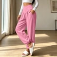 thumbnail image 5 of yeiolnoer Yoga Pants for Women Loose Fit Wide Leg Trousers Stretchy High Waisted Pants for Athletic Workout(Pink,Large), 5 of 7
