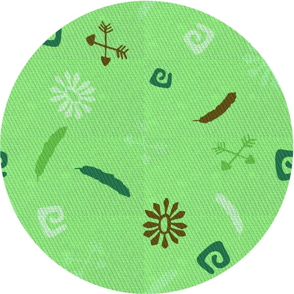 Ahgly Company Indoor Round Patterned Emerald Green Area Rugs, 7' Round