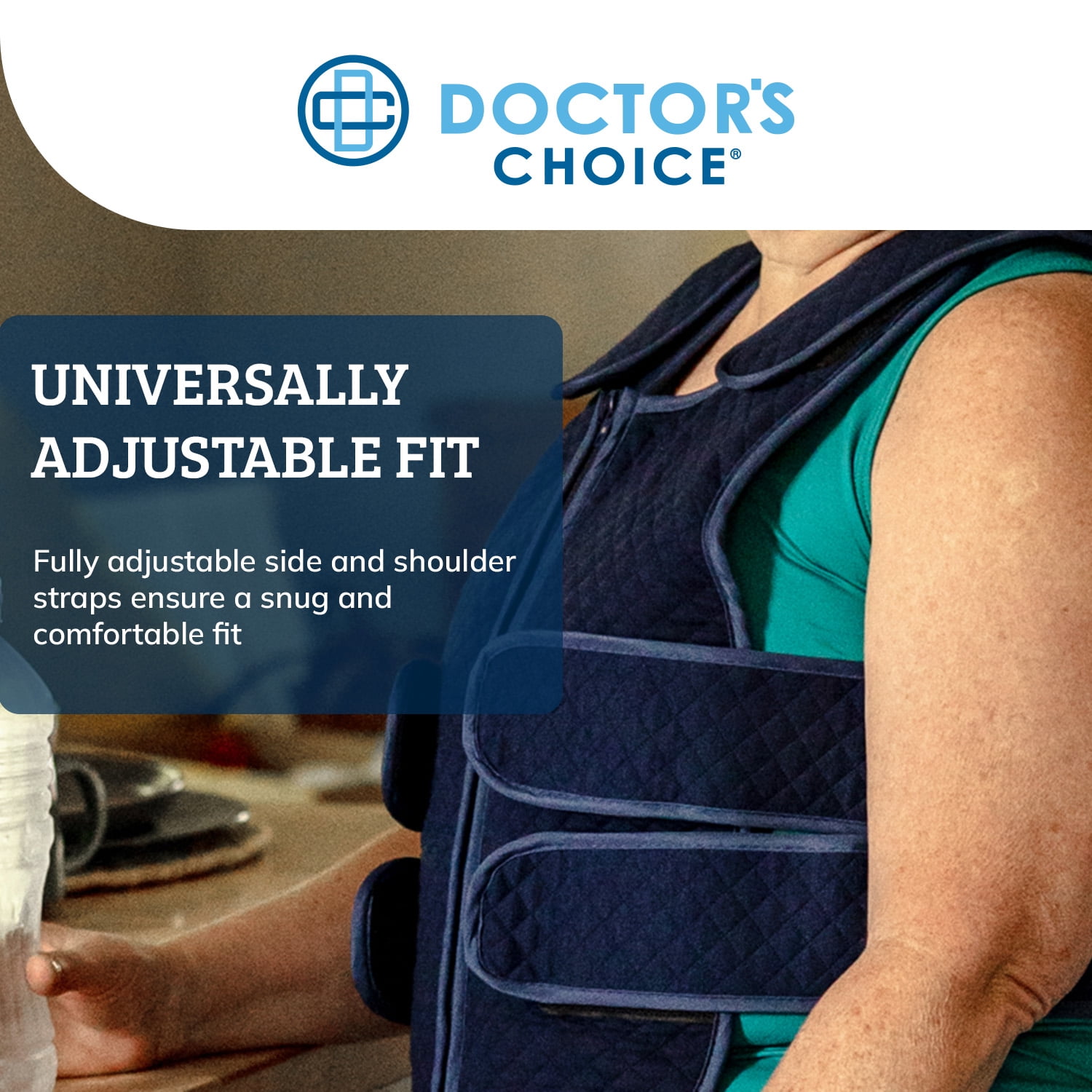 Doctor's Choice Cooling Vest, Hot and Cold Therapy for Pain Relief and Inflammation, 7 pieces, Removeable gel ice packs, Vest, One Size Fits Most, Navy, 1 pack