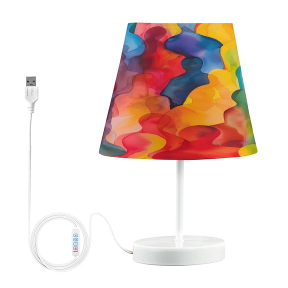 Ryvnso LED Bedside Table Lamp Abstract Art Watercolor Bedroom Desk Lamps Nightstand Lampshade M