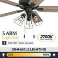 thumbnail image 5 of Prominence Home Inland Seas 52" Bronze Farmhouse Ceiling Fan with 5 Blades, 3 Arm Cage Light Kit, Pull Chains & Reverse Airflow, 5 of 15