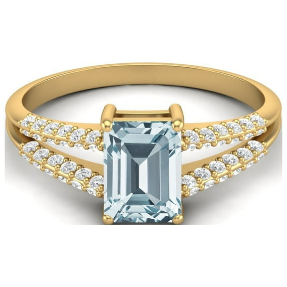 Mooneye 7X5mm Blue Topaz 925 Sterling Silver Gold Vermeil Solitaire Women Valentines Day Gifts Ring