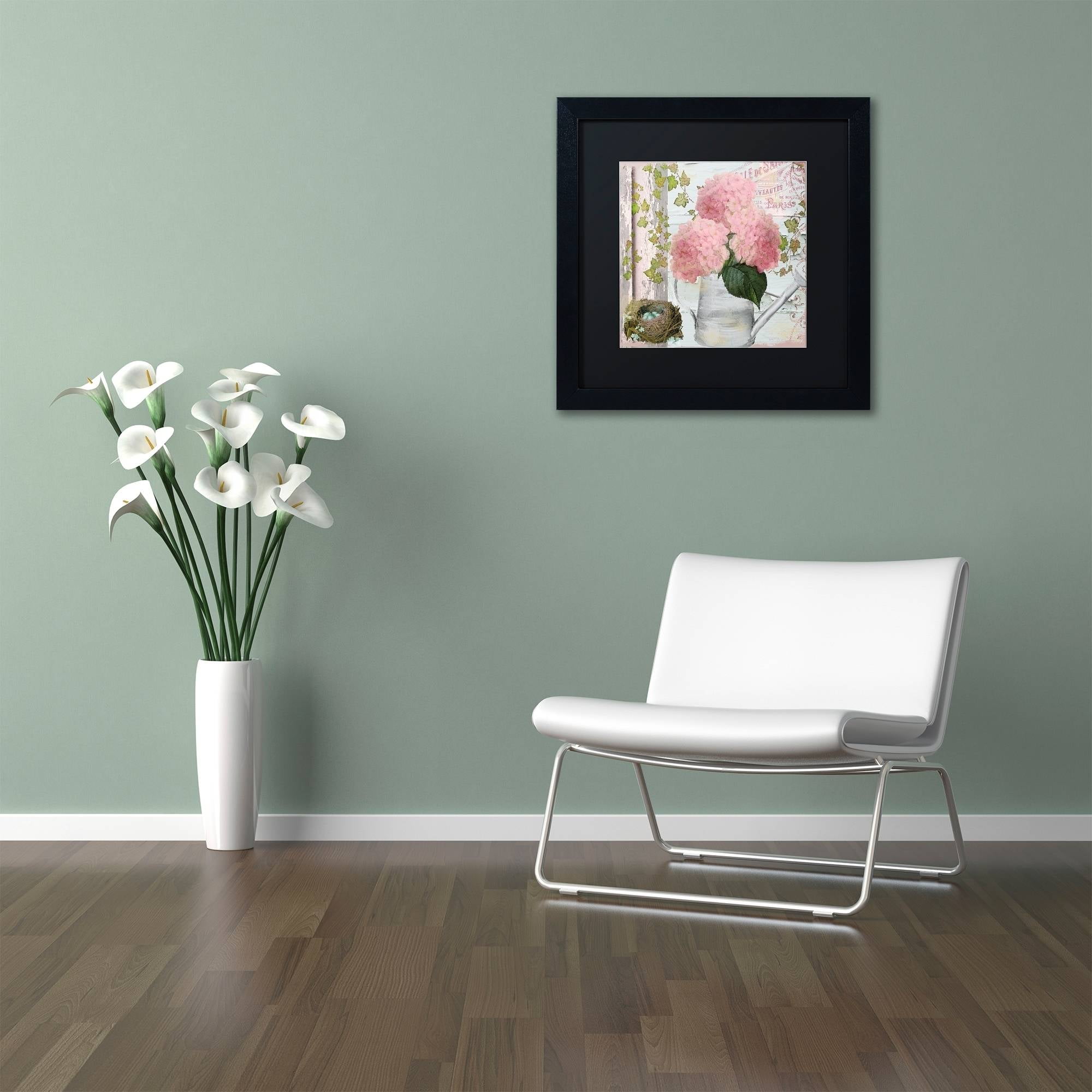 Trademark Fine Art "Chalet d'Ete Hydrangea" Canvas Art by Color Bakery Black Matte, Black Frame