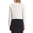 thumbnail image 3 of Chaqueta de tweed corta con botones sin cuello de INSPIRE CHIC para mujer en XL color beige y blanco, 3 of 5