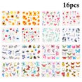 thumbnail image 2 of 16 Sheets Ladies Nail Sticker Flower Butterfly Nail Decal Water Transfer Decal, 2 of 10