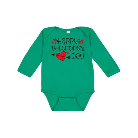 

Inktastic Happy Valentines Day red hearts and arrow Gift Baby Boy or Baby Girl Long Sleeve Bodysuit