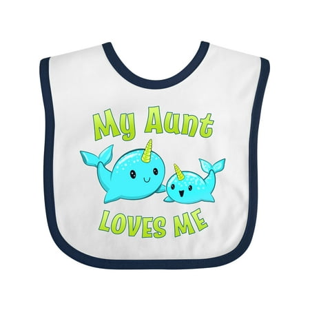 

Inktastic My Aunt Loves Me- Cute Narwhal Gift Baby Boy or Baby Girl Bib