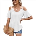 thumbnail image 1 of Blusas con Ojales para Mujer, Camisetas de Corta, Moda de Verano y 2025, Blusas de Hombros Descubiertos Blancas L, 1 of 10