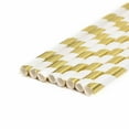 thumbnail image 5 of BalsaCircle 25 Pieces 8" Gold White Striped Paper Straws Disposable Party Event Picnic, 5 of 6