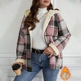 thumbnail image 2 of Women's Oversized Zip Up Hooded Plaid Coat Jacket Long Sleeve Casual Outerwear Tops with Pockets Warm Winter Fashion | CSEONE,Pink L, 2 of 8