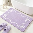 thumbnail image 6 of Bow Knot Pattern Soft Absorbent Bath Mat, Non-Slip Bathroom Floor Rug with Rubber Backing, Cute Bow Tie Carpet for Bedroom Living Room Home Decor Accent​, Purple, 6 of 6