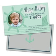 Personalized Ahoy Matey Photo Kids Birthday Party Invitations