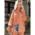 thumbnail image 6 of Charmo Women's Pocket Striped Button Down Casual Shirt Blouse Top, 6 of 7
