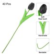 thumbnail image 3 of Uxcell 40pcs Tulips Artificial Flowers, Artificial Flowers Fake Tulip Stems Real Touch for Decoration (Black), 3 of 7