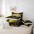 thumbnail image 4 of Erosebridal Vintage Gamepad Bedding Sets Twin Size, Yellow Comforter Sets with Sheets, Honeycomb Geometry Decor, Reversible 7pcs, 4 of 6