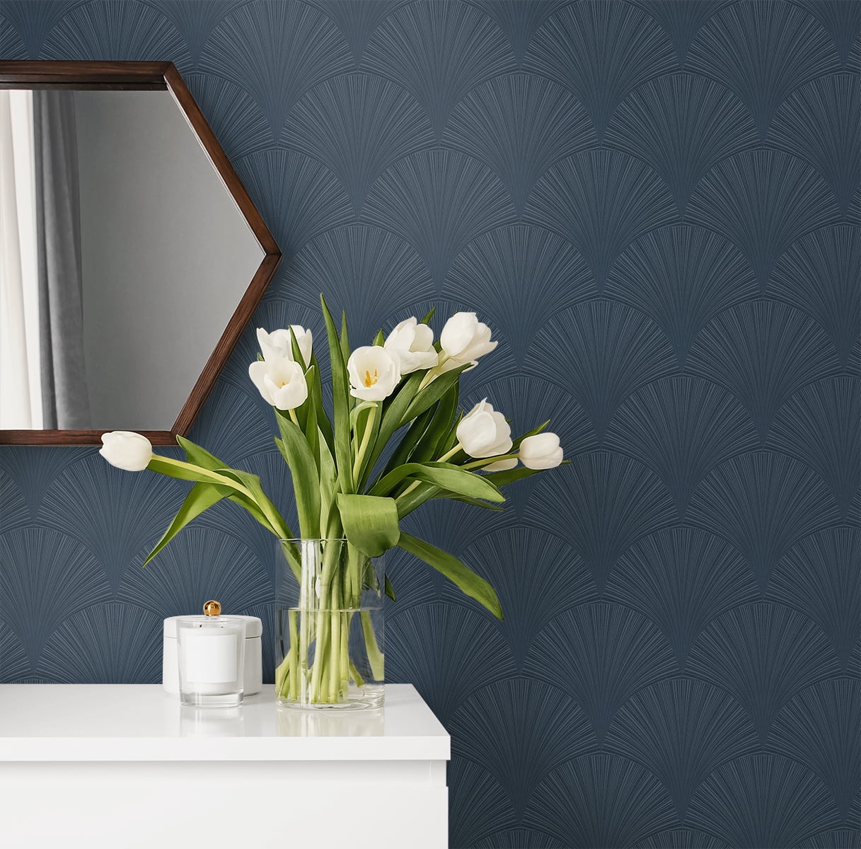 NextWall Denim Blue Arches Peel and Stick Wallpaper